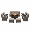 Outdoor Patio Furniture Set Built for Year-Round Entertaining, Fire Pit Table, Swivel Chairs, 6-Inch Cushions