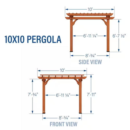 10 x 10 Ft. Traditional Cedar Wood Patio Pergola — product view 6