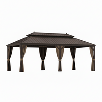 12 x 22 Ft. Hardtop Gazebo with Netting and Curtains