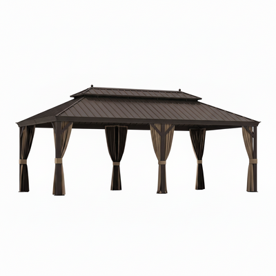 Hardtop Gazebo Built for Year-Round Use, Double Galvanized Steel Roof, Aluminum Frame, 264 Sq Ft Coverage