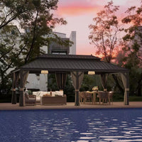 12 x 22 Ft. Hardtop Gazebo with Netting and Curtains — product view 14