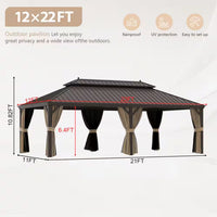 12 x 22 Ft. Hardtop Gazebo with Netting and Curtains — product view 4