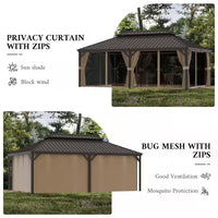 12 x 22 Ft. Hardtop Gazebo with Netting and Curtains — product view 7
