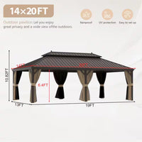 14 x 20 Ft. Aluminum Hardtop Gazebo with Netting & Curtains — product view 11
