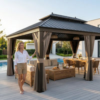 14 x 20 Ft. Aluminum Hardtop Gazebo with Netting & Curtains — product view 3