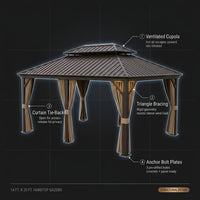 14 x 20 Ft. Aluminum Hardtop Gazebo with Netting & Curtains — product view 4