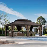 14 x 20 Ft. Aluminum Hardtop Gazebo with Netting & Curtains — product view 9