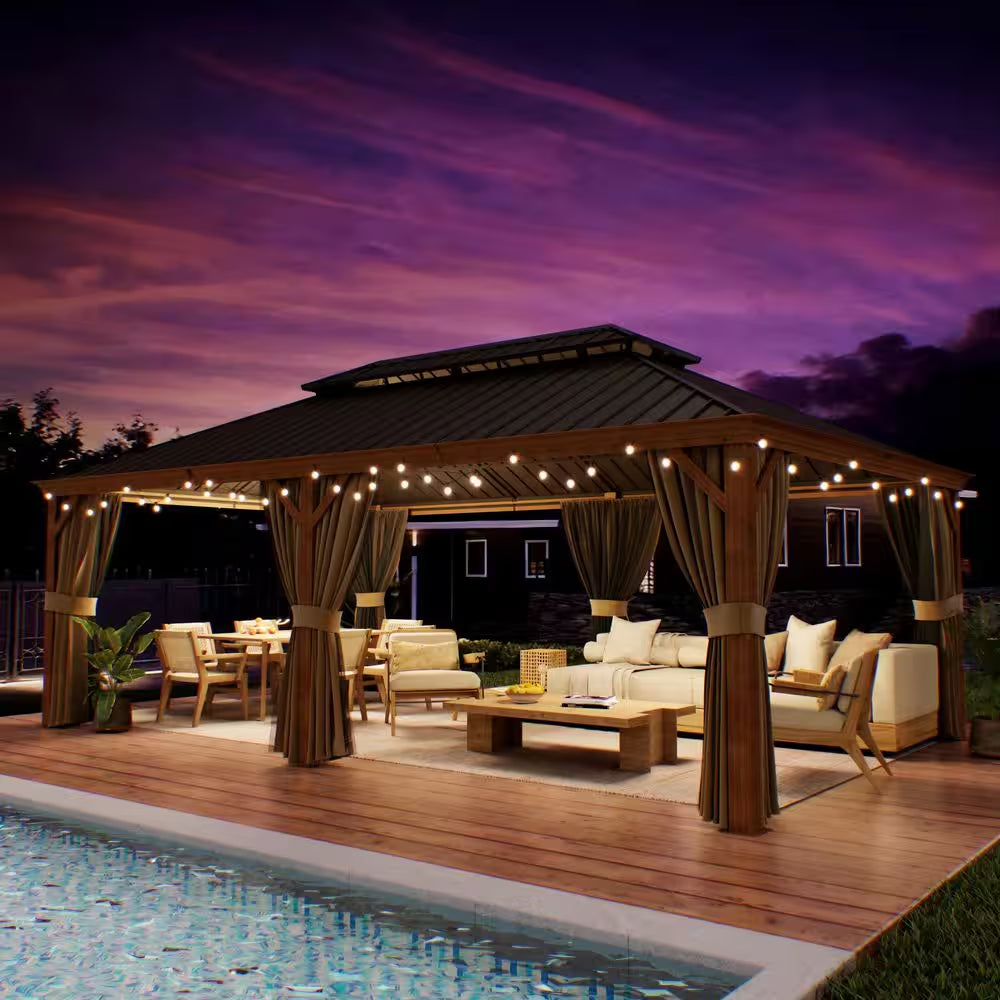 14 x 22 Ft. Hardtop Gazebo with Wood-Look Aluminum Frame — product view 13
