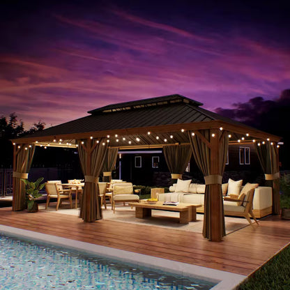 14 x 22 Ft. Hardtop Gazebo with Wood-Look Aluminum Frame — product view 13