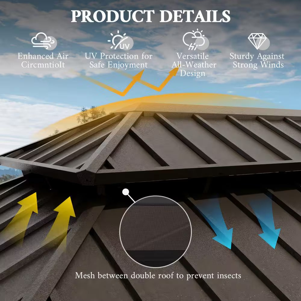 14 x 22 Ft. Hardtop Gazebo with Wood-Look Aluminum Frame — product view 3