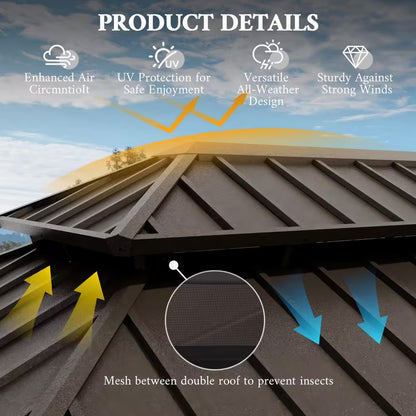 14 x 22 Ft. Hardtop Gazebo with Wood-Look Aluminum Frame — product view 3
