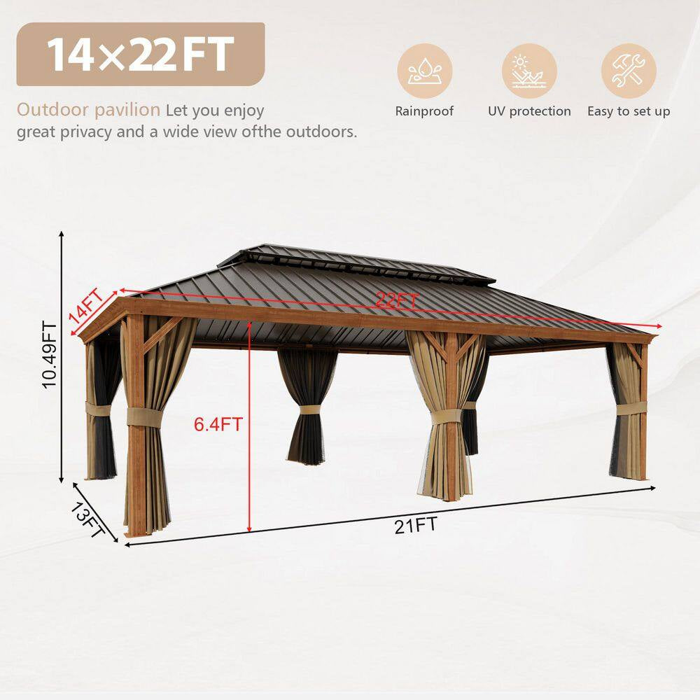 14 x 22 Ft. Hardtop Gazebo with Wood-Look Aluminum Frame — product view 5