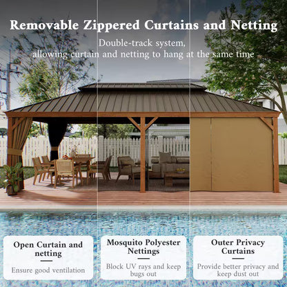 14 x 22 Ft. Hardtop Gazebo with Wood-Look Aluminum Frame — product view 6