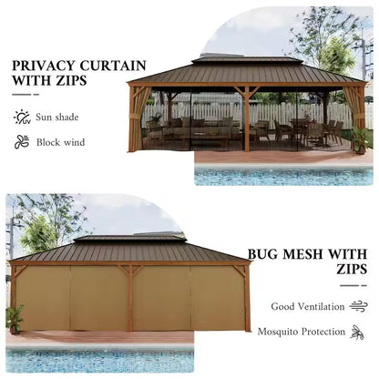 14 x 22 Ft. Hardtop Gazebo with Wood-Look Aluminum Frame — product view 7