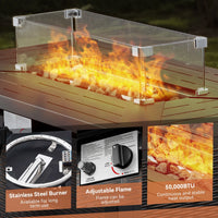 7-Piece Rattan Patio Set with Fire Pit Table – Brown & Beige — product view 13