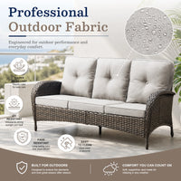 7-Piece Rattan Patio Set with Fire Pit Table – Brown & Beige — product view 16