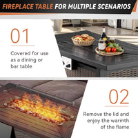 7-Piece Rattan Patio Set with Fire Pit Table – Brown & Beige — product view 3