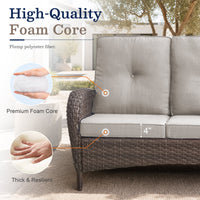 7-Piece Rattan Patio Set with Fire Pit Table – Brown & Beige — product view 7