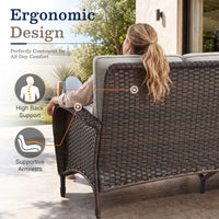 7-Piece Rattan Patio Set with Fire Pit Table – Brown & Beige — product view 8