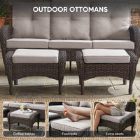 7-Piece Rattan Patio Set with Fire Pit Table – Brown & Beige — product view 9