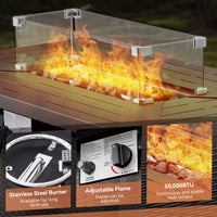 9-Piece Patio Set with Fire Pit, Swivel Chairs & 6" Cushions — product view 10