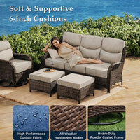 9-Piece Patio Set with Fire Pit, Swivel Chairs & 6" Cushions — product view 4