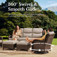 9-Piece Patio Set with Fire Pit, Swivel Chairs & 6" Cushions — product view 5