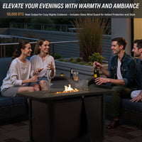 9-Piece Patio Set with Fire Pit, Swivel Chairs & 6" Cushions — product view 7