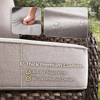 9-Piece Patio Set with Fire Pit, Swivel Chairs & 6" Cushions — product view 8