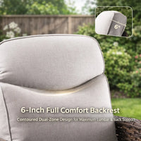9-Piece Patio Set with Fire Pit, Swivel Chairs & 6" Cushions — product view 9
