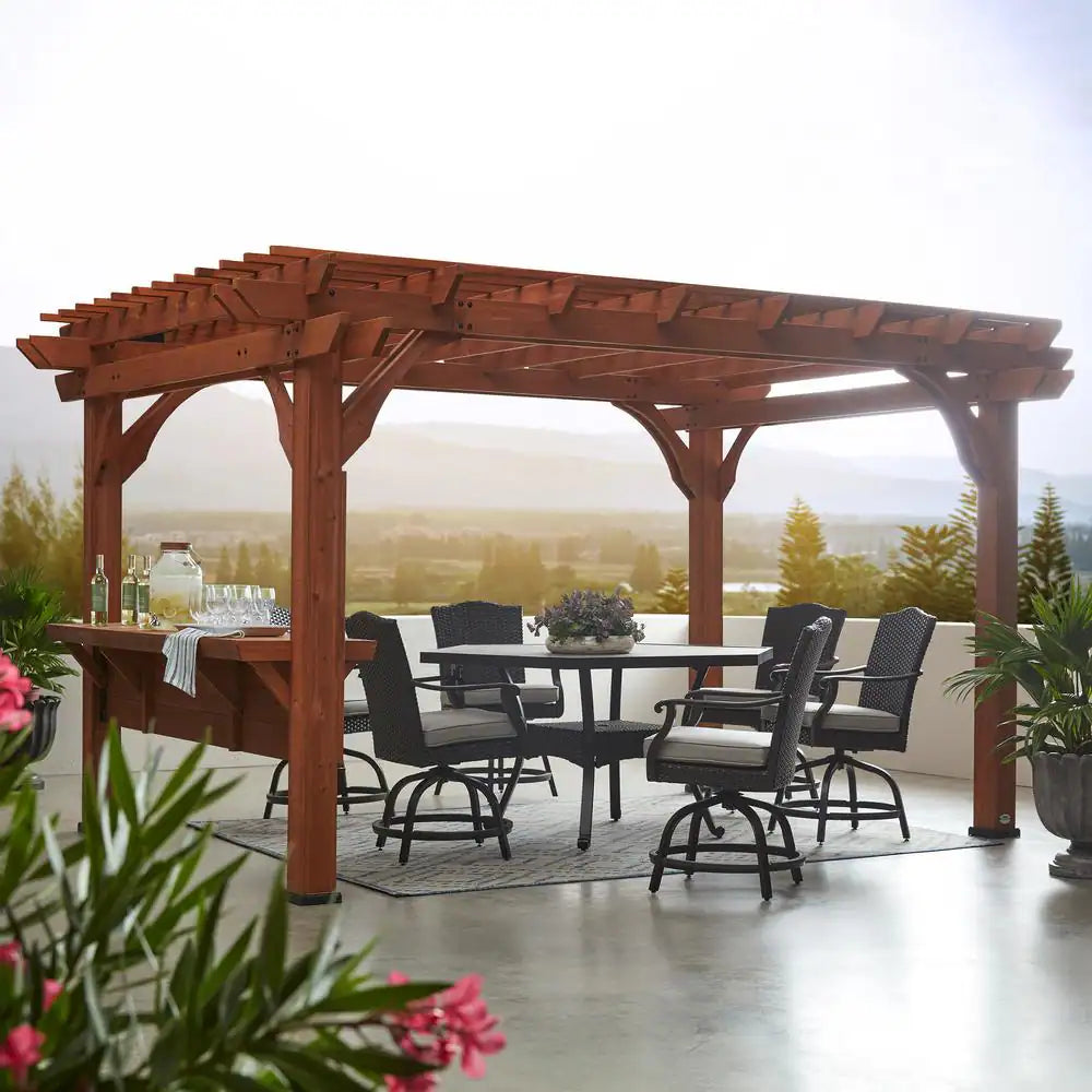 Ashland 10 x 14 Ft. Cedar Pergola with Bar and Electric — product view 2