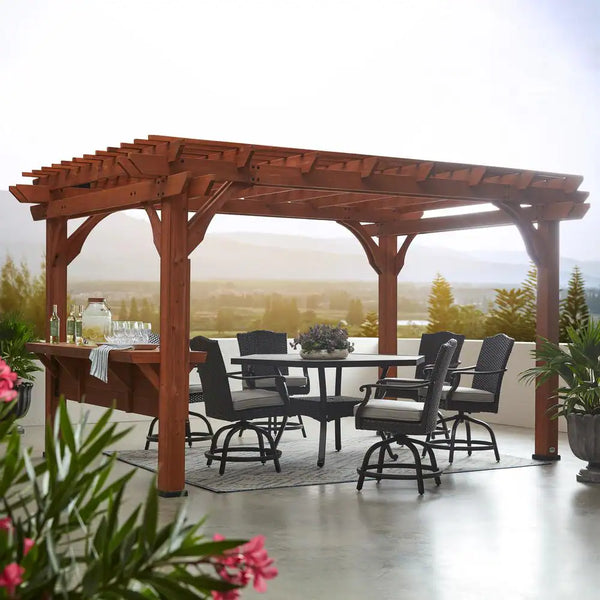 Ashland 10 x 14 Ft. Cedar Pergola with Bar and Electric