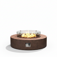 Propane Fire Pit Coffee Table with Wind Guard & Fire Glass
