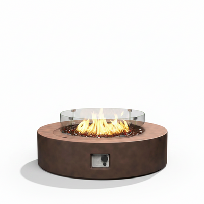 Propane Fire Pit Coffee Table Built for Outdoor Gatherings, 40.5 Inch Diameter, Electronic Ignition, Stainless Steel Burner