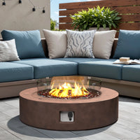Propane Fire Pit Coffee Table with Wind Guard & Fire Glass — product view 2