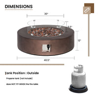Propane Fire Pit Coffee Table with Wind Guard & Fire Glass — product view 3