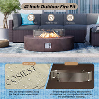 Propane Fire Pit Coffee Table with Wind Guard & Fire Glass — product view 6