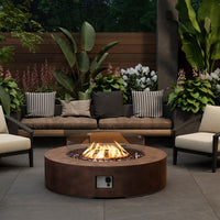 Propane Fire Pit Coffee Table with Wind Guard & Fire Glass — product view 7