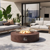 Propane Fire Pit Coffee Table with Wind Guard & Fire Glass — product view 8