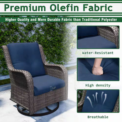6-Piece Outdoor Patio Conversation Set with Blue Cushions — product view 6