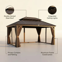14 x 20 Ft. Hardtop Gazebo with Netting and Curtains — infographic