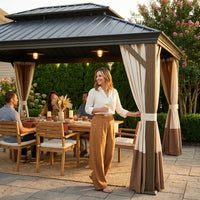 14 x 20 Ft. Hardtop Gazebo with Netting and Curtains — Lifestyle