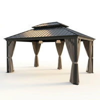 Aluminum Gazebo Built for Year-Round Use, Double Galvanized Steel Roof, Mosquito Netting, 280 Sq Ft Coverage — Studio Shot