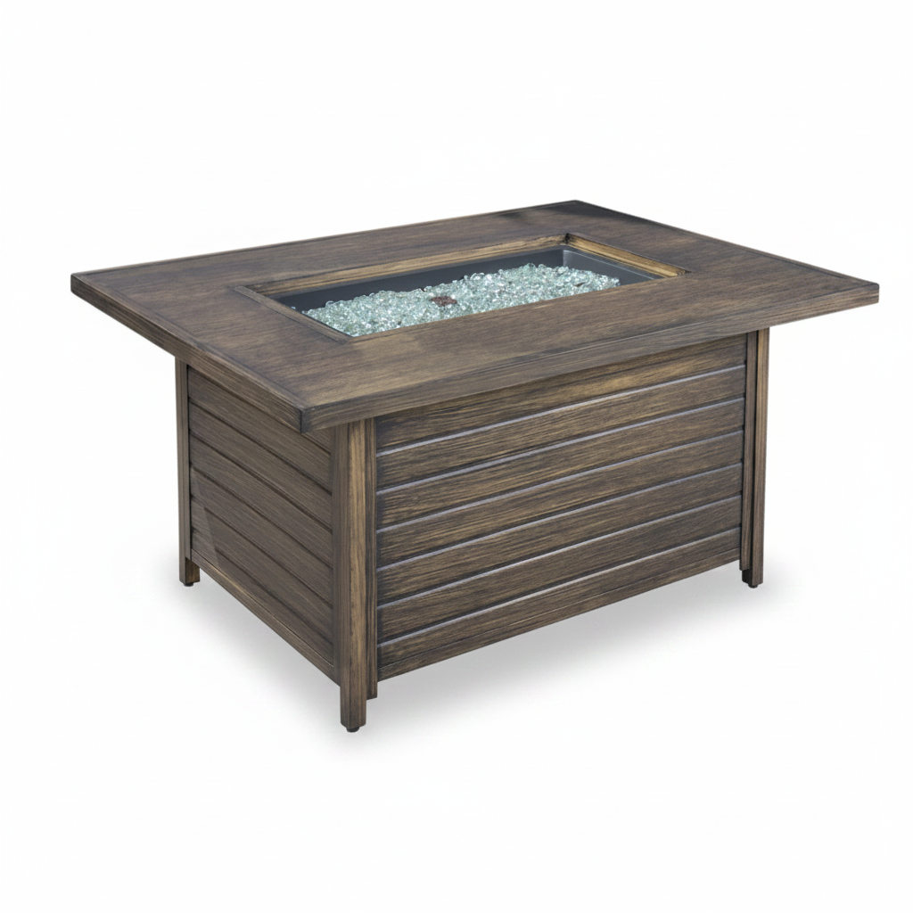 Rectangular Propane Outdoor Fire Table with Wood-Look Finish