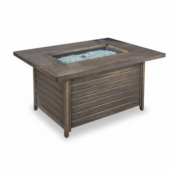 Rectangular Propane Outdoor Fire Table with Wood-Look Finish