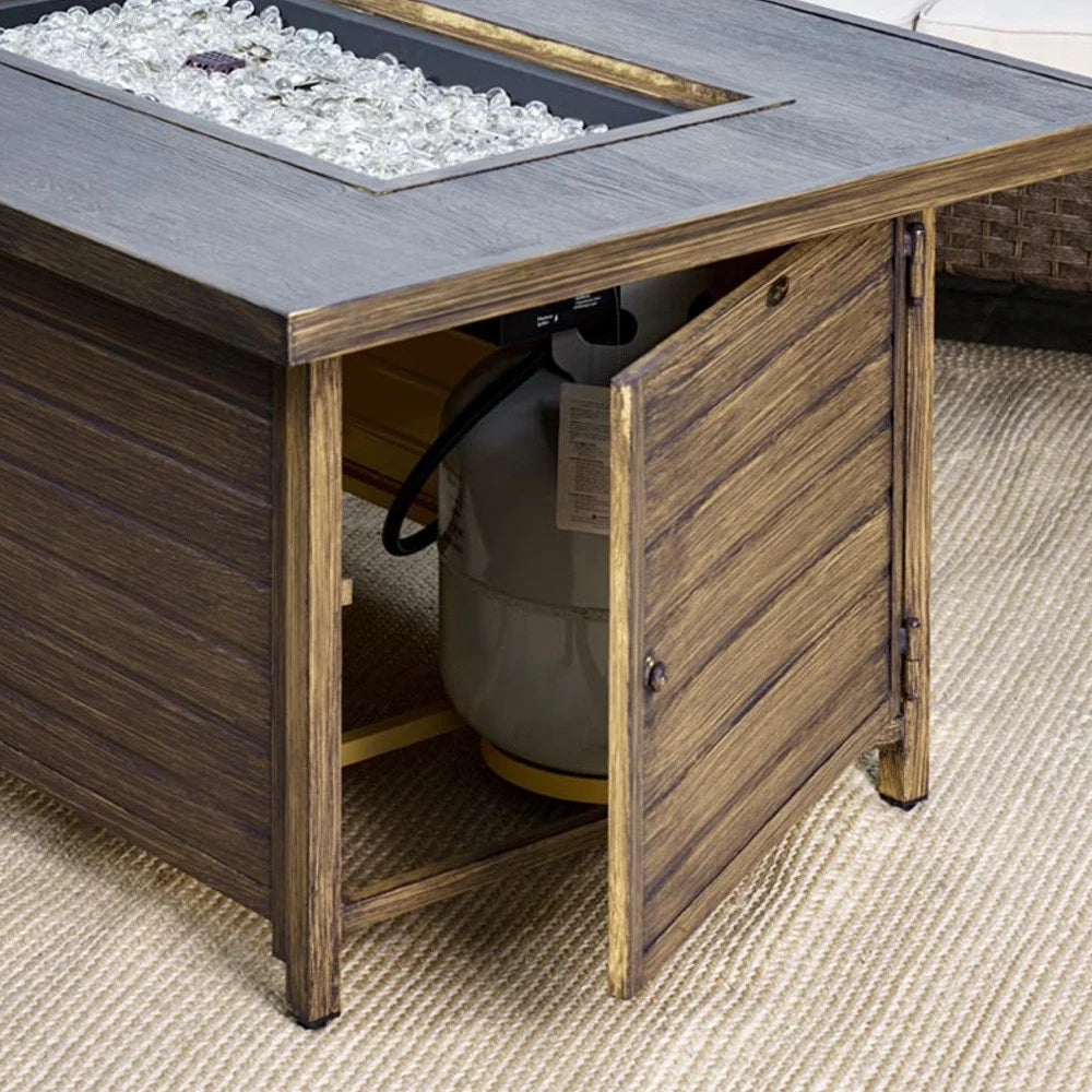 Rectangular Propane Outdoor Fire Table with Wood-Look Finish — product view 10