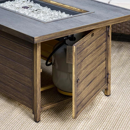 Rectangular Propane Outdoor Fire Table with Wood-Look Finish — product view 10