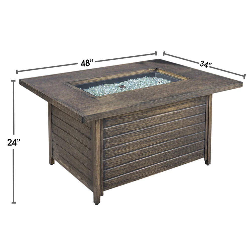 Rectangular Propane Outdoor Fire Table with Wood-Look Finish — product view 15