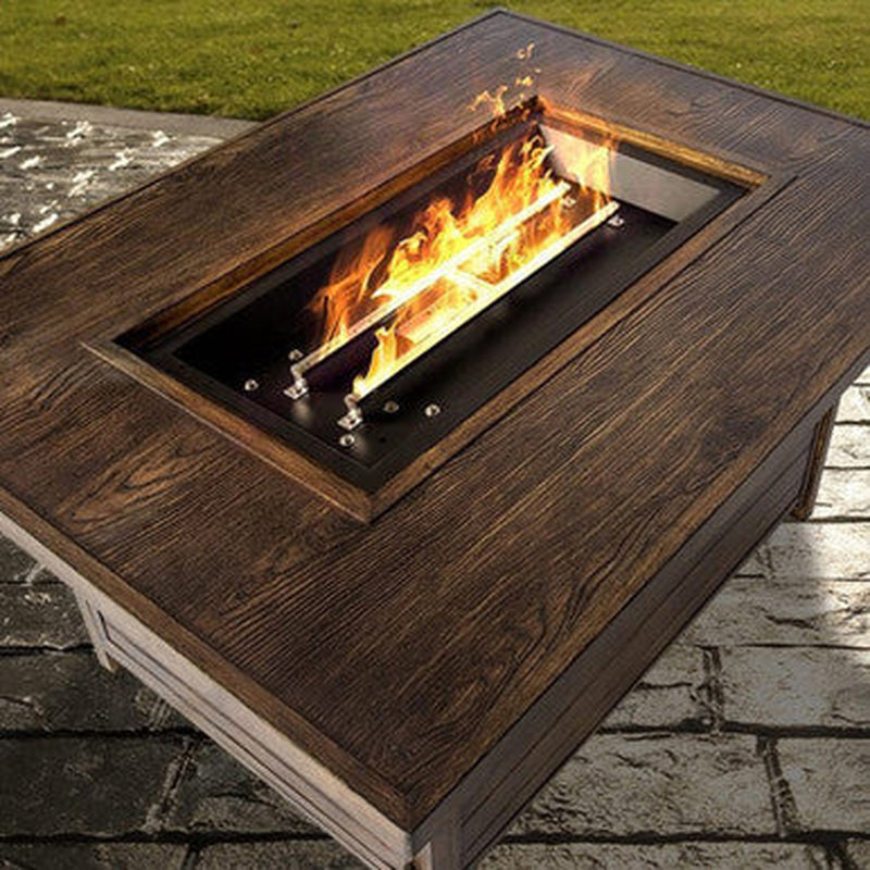 Rectangular Propane Outdoor Fire Table with Wood-Look Finish — product view 2