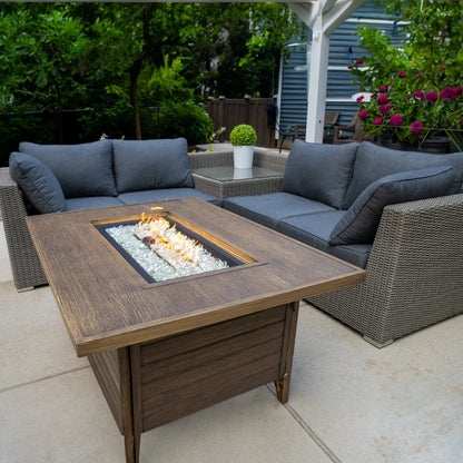 Rectangular Propane Outdoor Fire Table with Wood-Look Finish — product view 6
